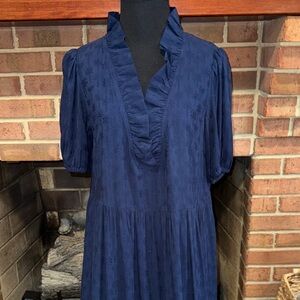 Navy Blue Textured Maxi Dress by Crown & Ivy